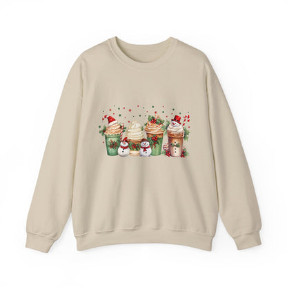 Snowman Christmas Coffee Sweatshirt Christmas Sweater Coffee Lover Gift Holiday Sweater Latte Christmas Crewneck Women's Christmas Jumper