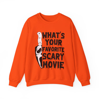 What's Your Favorite Scary Movie Sweatshirt Horror Movie Addict Sweater Ghostface Halloween Sweatshirt Scream Sweater Gift Horror Movie Club