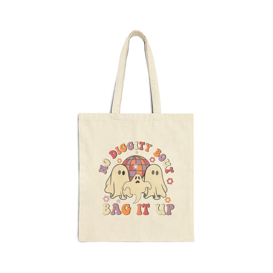 No Diggity Bout To Bag It Up Trick or Treat Bag Halloween Tote Bag Retro Halloween Canvas Bag Cute Groovy Kids Halloween Trick-or-Treat Bags