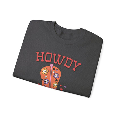 Howdy Halloween Sweatshirt Cowgirl Boots Sweater Retro Halloween Sweatshirt Western Chic Halloween Sweater Cute Fall Crewneck Spooky Season