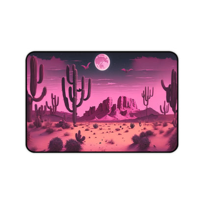 Western Halloween Desk Mat Spooky Office Desk Accessories Pink Desert Mouse Pad Creepy Bats Desk Pad Large Gaming Mousepad XL Unique Gift