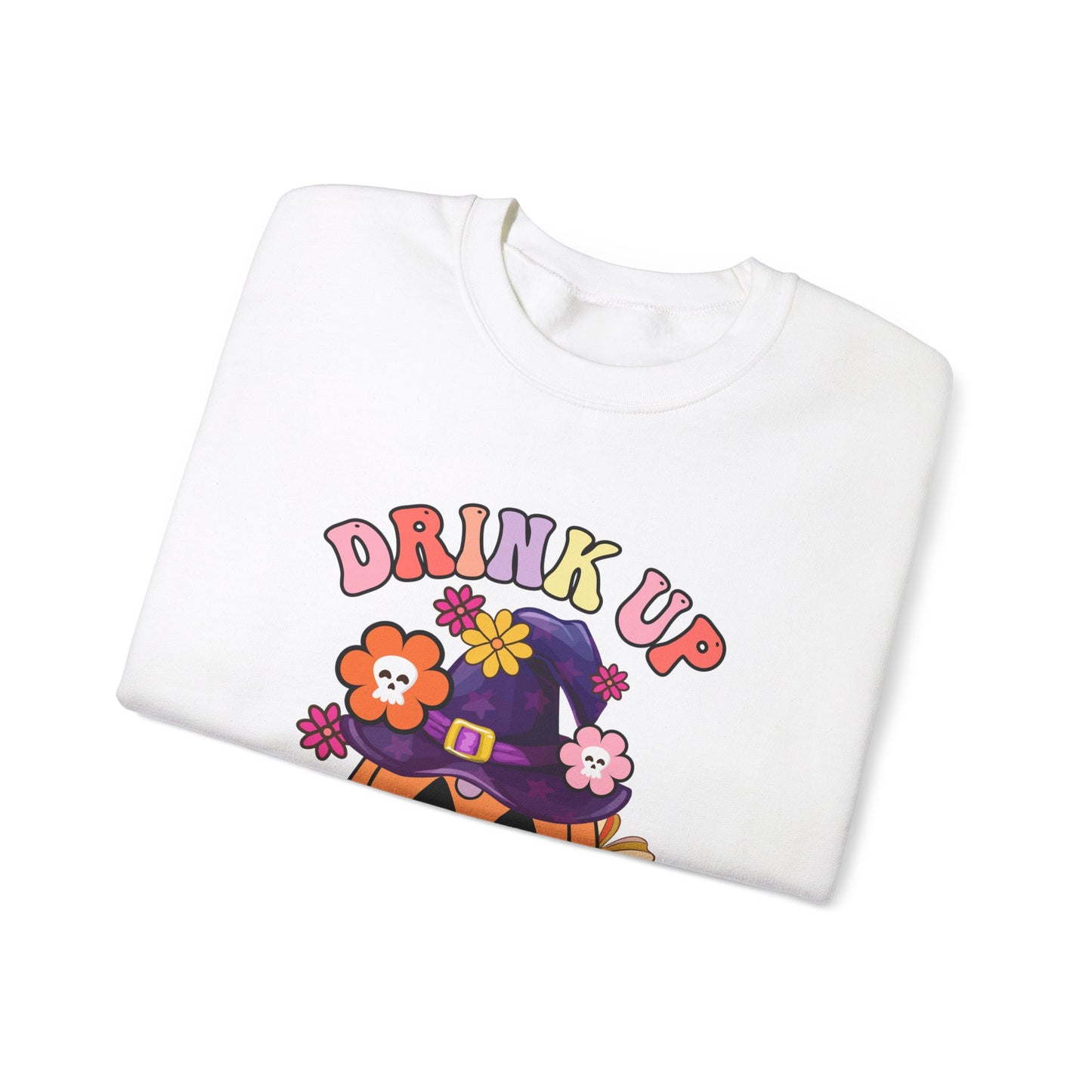 Drink Up Witches Sweatshirt Funny Halloween Retro Halloween Party Sweater Witches Sweatshirt Groovy Halloween Outfit Group Halloween Sweater