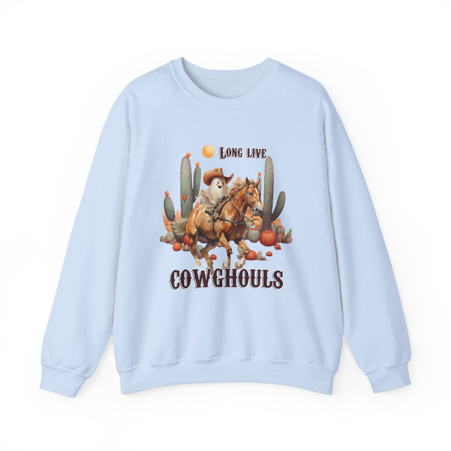 Long Live CowGhouls Sweatshirt Funny Retro Halloween Sweater Vintage Western Halloween Outfit Cowgirl Ghost Sweatshirt Howdy Ghost Crewneck