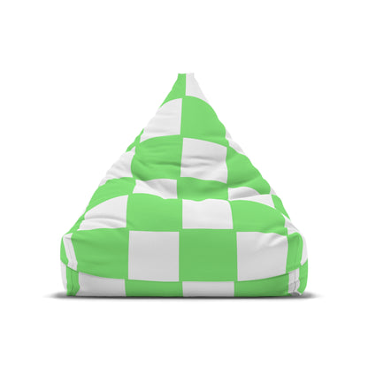 Funky Green Checkered Bean Bag Chair Cover Fun Whimsy Aesthetic Home Decor Groovy Teens Dorm Adult Bedroom Gaming Room Chair Furniture Gift