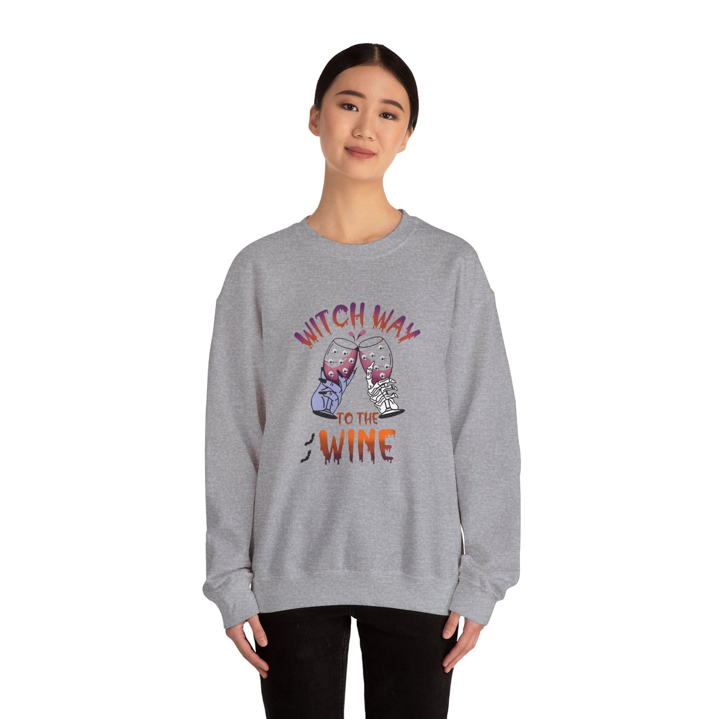 Witch Way To The Wine Sweatshirt Funny Halloween Sweater Halloween Witch Sweatshirt Wine Drinker Gift Halloween Party Spooky Season