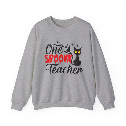 One Spooky Teacher Sweatshirt Cute Spooky Teacher Sweater Retro Teacher Halloween Sweatshirt Black Cat Lover Teacher Sweater Back To School