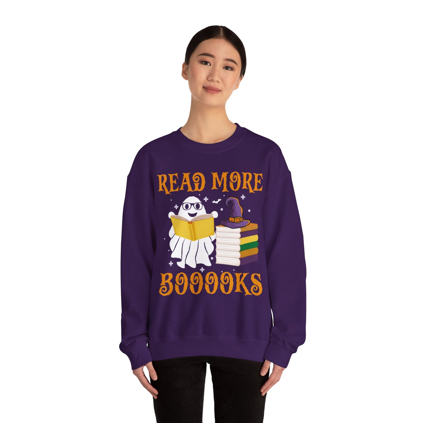 Read More Booooks Sweatshirt Teacher Halloween Sweater Spooky Teacher Sweatshirt Ghost Reading Books Crewneck Bookish Fall Book Lovers Gift