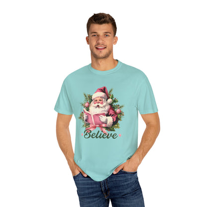 Comfort Colors® Believe Christmas Shirt 1950s Vintage Pink Santa Tshirt Vintage Christmas Believe T-shirt Retro Christmas Party Tee Believe