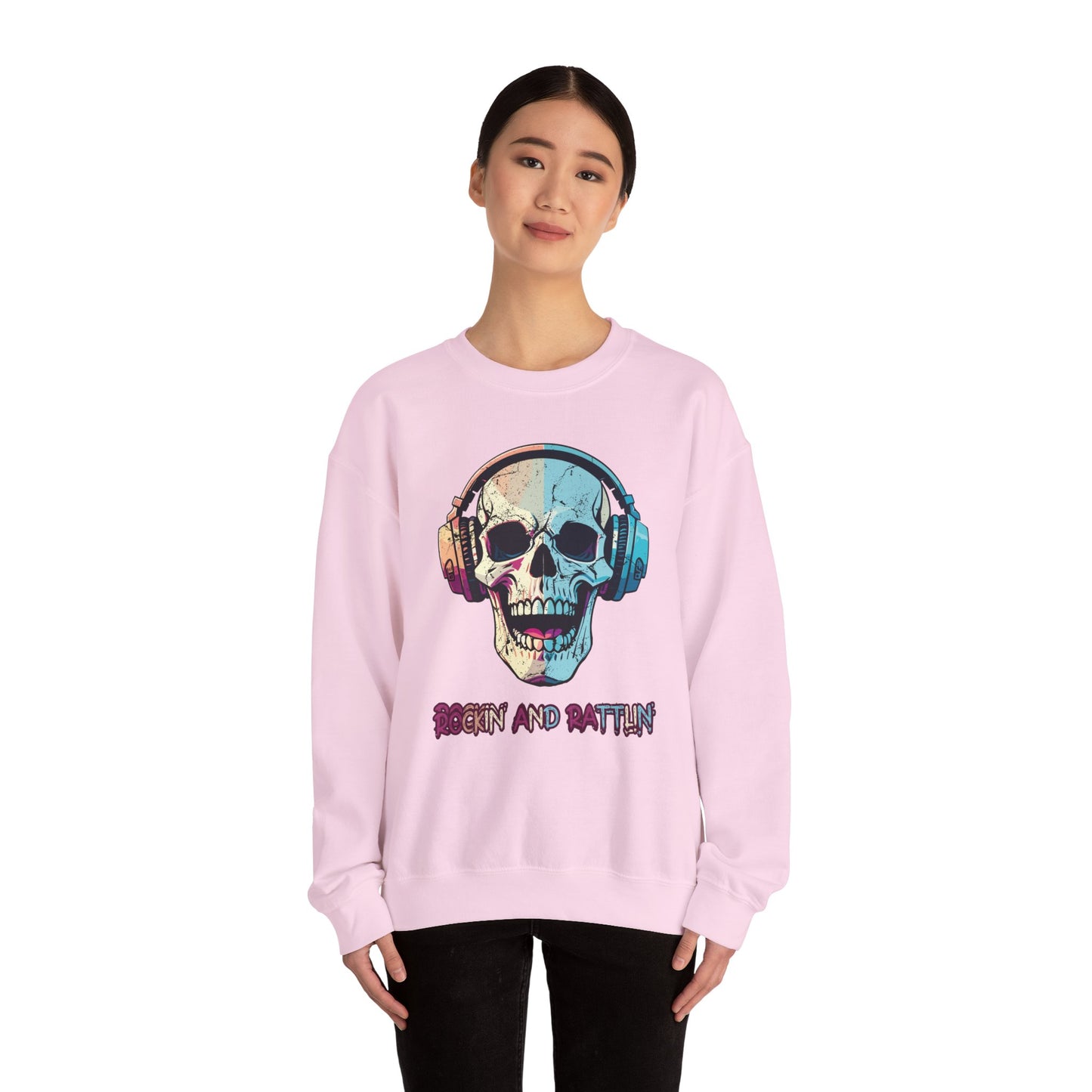 Retro Halloween Sweatshirt Groovy Skull Headphones Crewneck Vintage Fall Sweater 1970s Halloween Apparel Funny Unique Novelty Unisex Gift