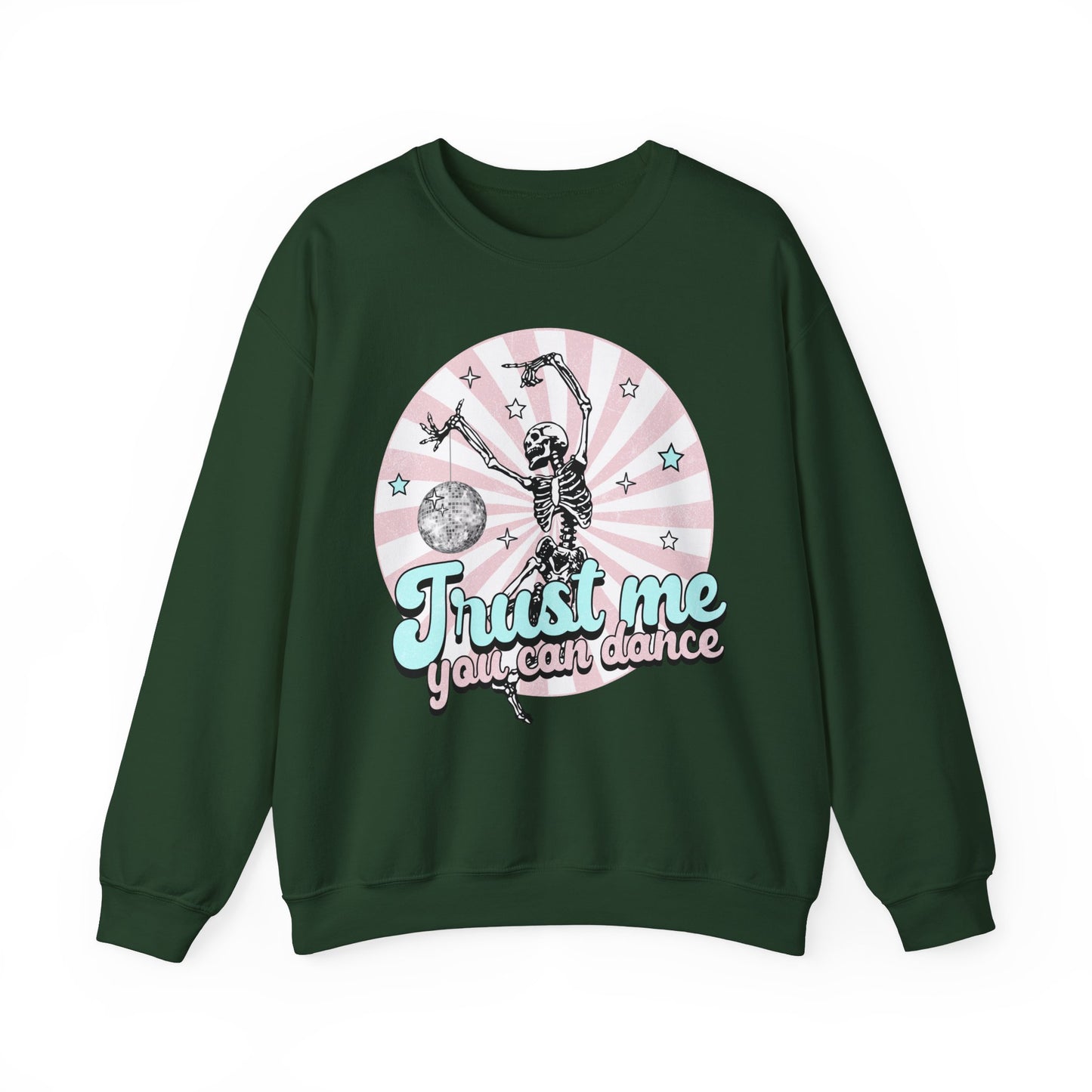 Trust Me You Can Dance Sweatshirt Funny Halloween Sweater Retro Halloween Sweatshirt Spooky Season Gift Dancing Skeleton Groovy Disco Ball