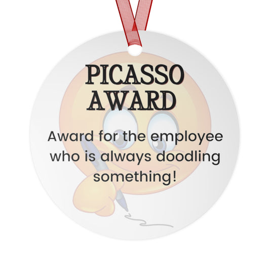 Funny Office Award Metal Ornament Picasso Award Funny Coworkers Work Party Gift Year End Ornament Office Gift Employee Christmas Ornament