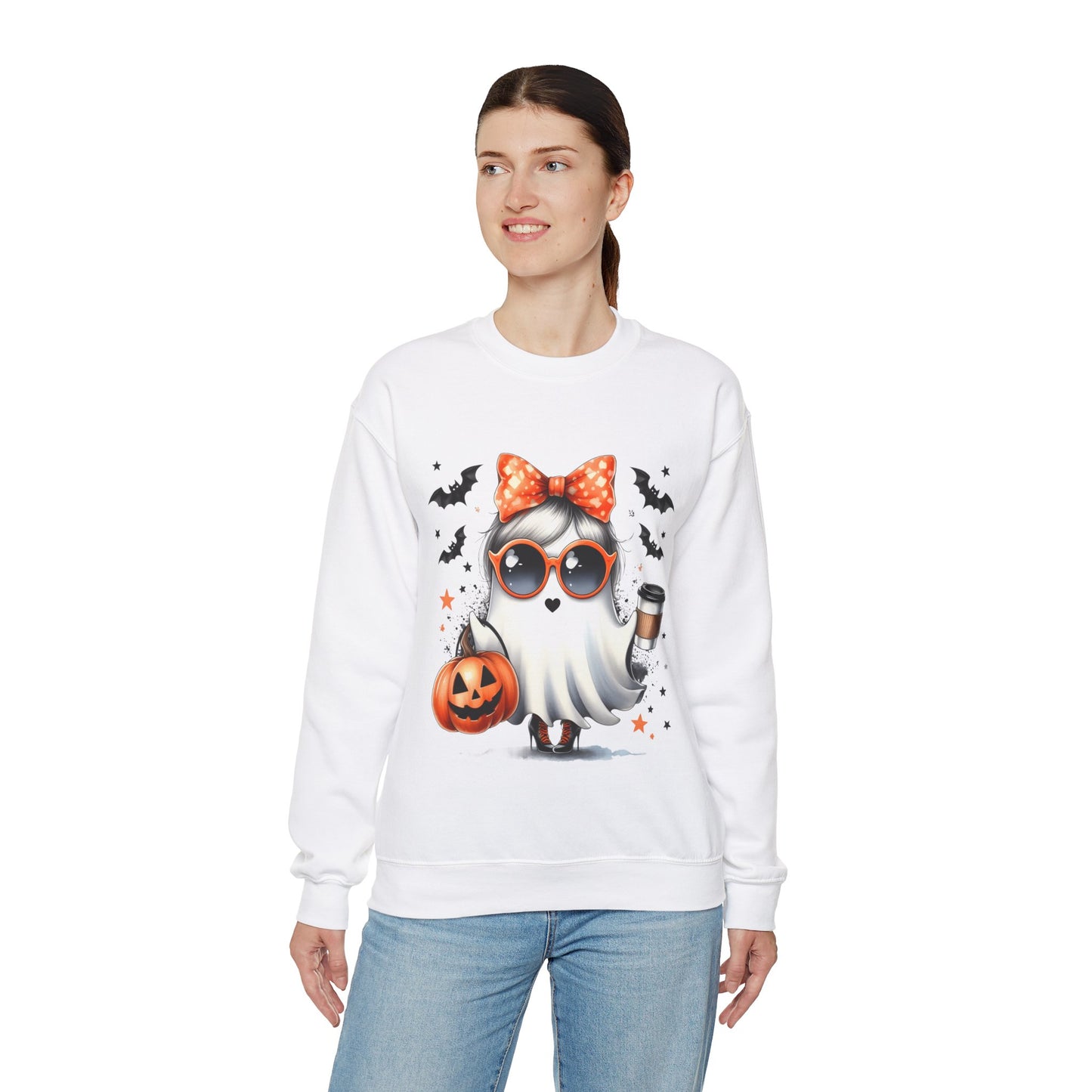 Boo-Jee Ghost Halloween Sweatshirt Cute Ghost Sweatshirt Fall Sweater Bougie Ghost Coffee Lover Pullover Sweater Autumn Boojee Spooky Season