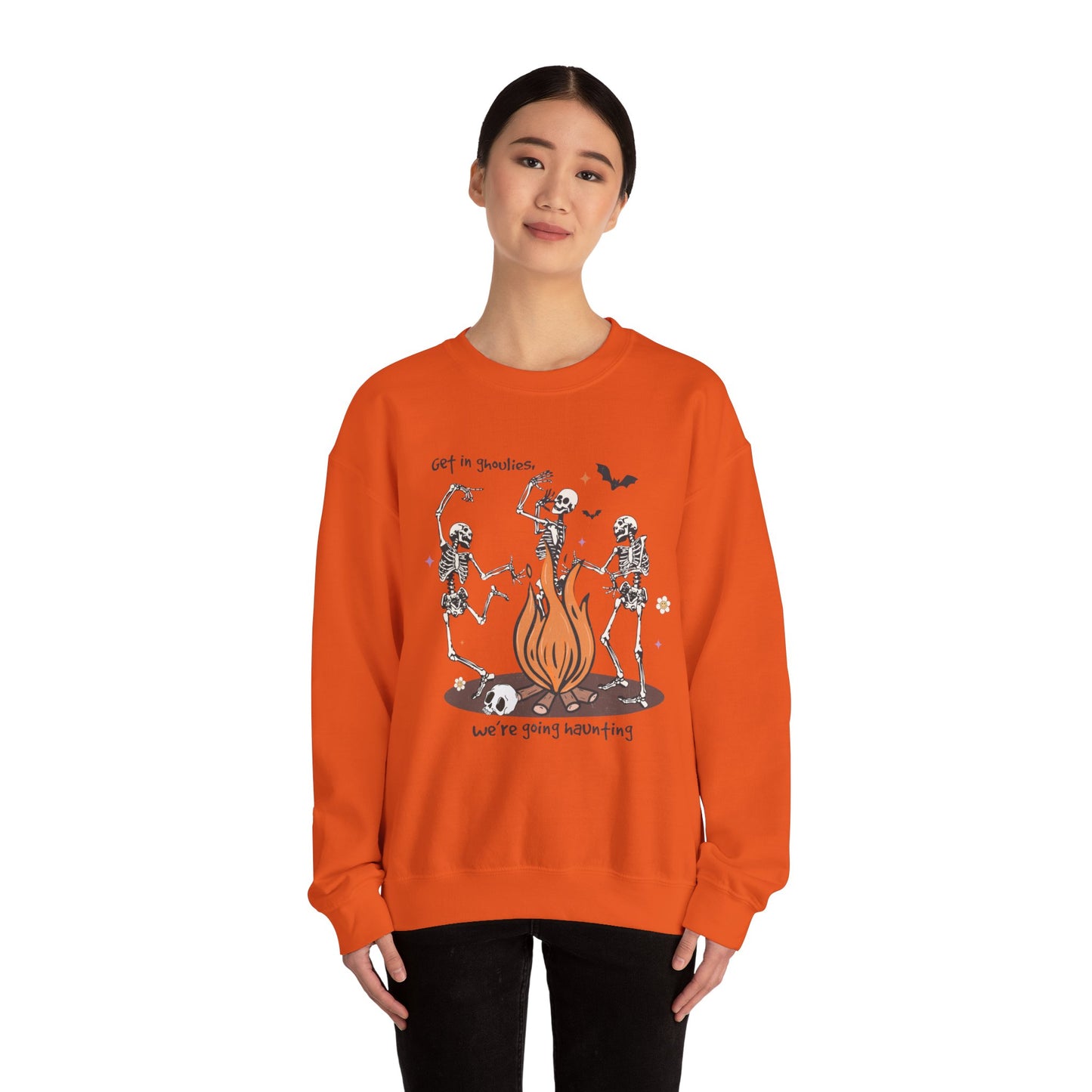 Get In Ghoulies We’re Going Haunting Sweatshirt Funny Halloween Sweater Vintage Skeletons Halloween Sweatshirt Spooky Season Sweater Fall