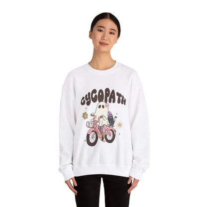 Cycopath Sweatshirt Funny Halloween Sweater Ghost on Bicycle Fall Crewneck Spooky Season Halloween Retro Trendy Vintage Halloween Outfit