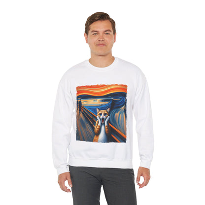 Funny Edvard Munch Cat Sweatshirt Funny The Scream-ing Cat Art Painting Sweater Parody of Edvard Munch Cat Sweater Unique Art Cat Lover Gift