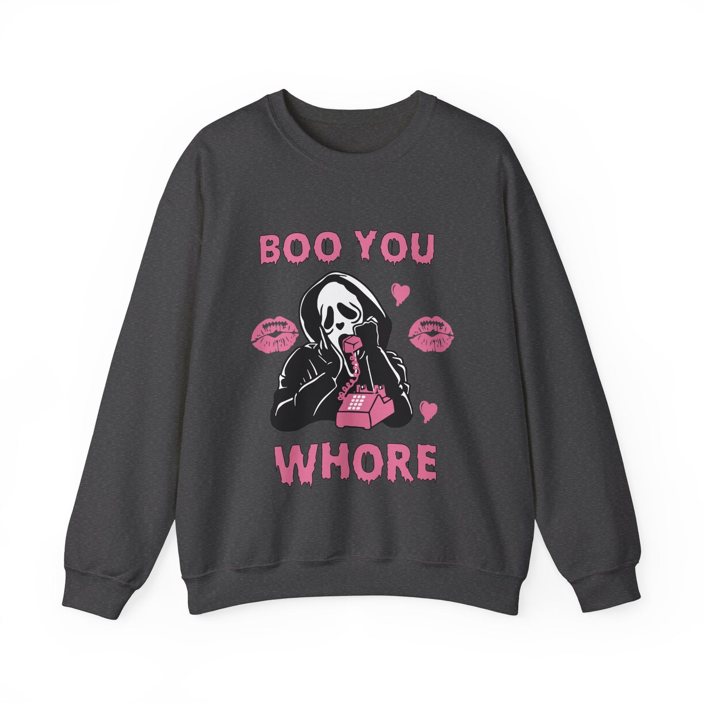 Boo You Whore Sweatshirt Funny Halloween Sweater Spooky Season Sweatshirt Horror Movie Halloween Outfit Ghostface Valentine Sweatshirt Gift