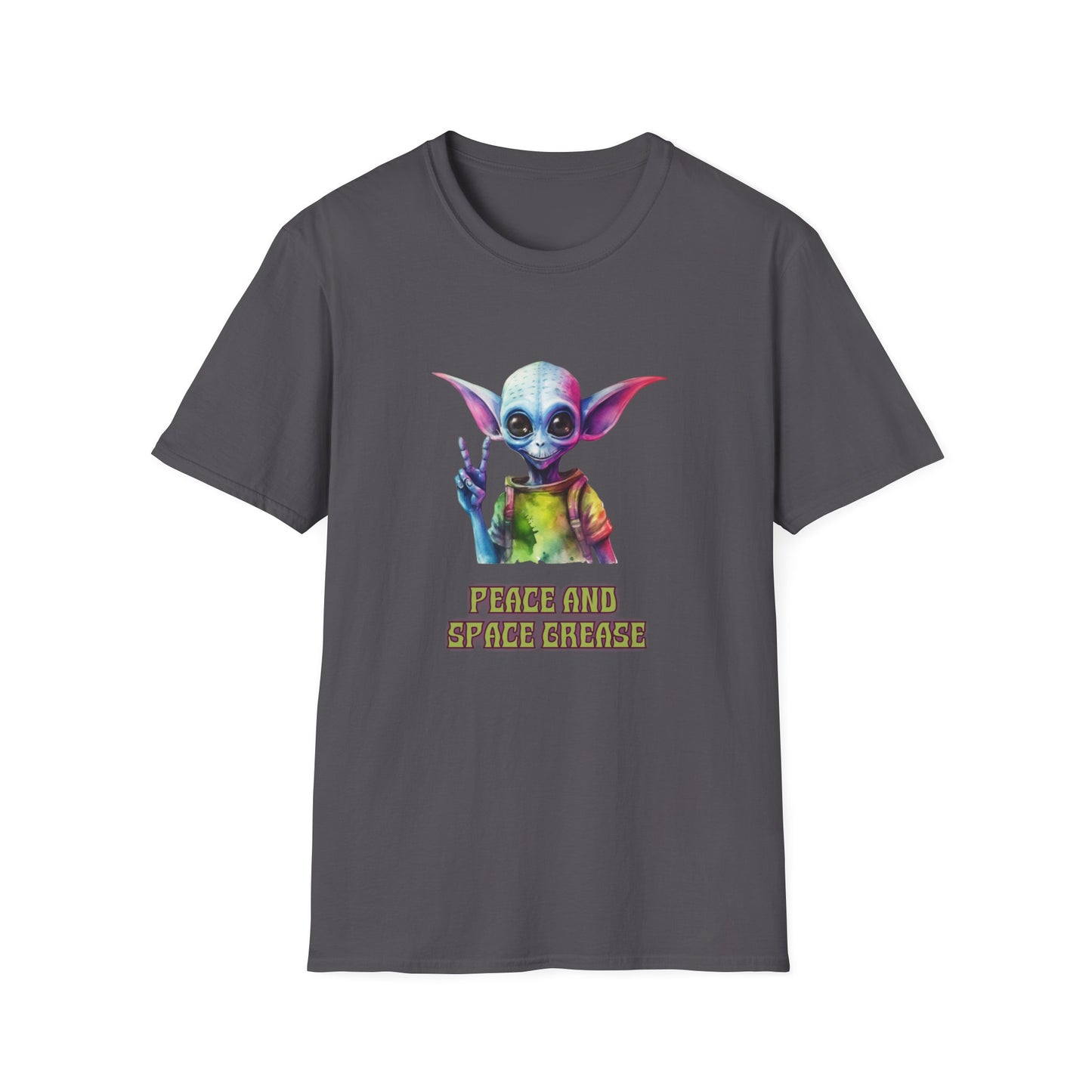 Psychedelic Retro Alien T-Shirt Graphic Art Unisex tshirt Funny UFO Tee UAP Shirts Weird Cool Gift Outer Space Galaxy Peace and Space Grease