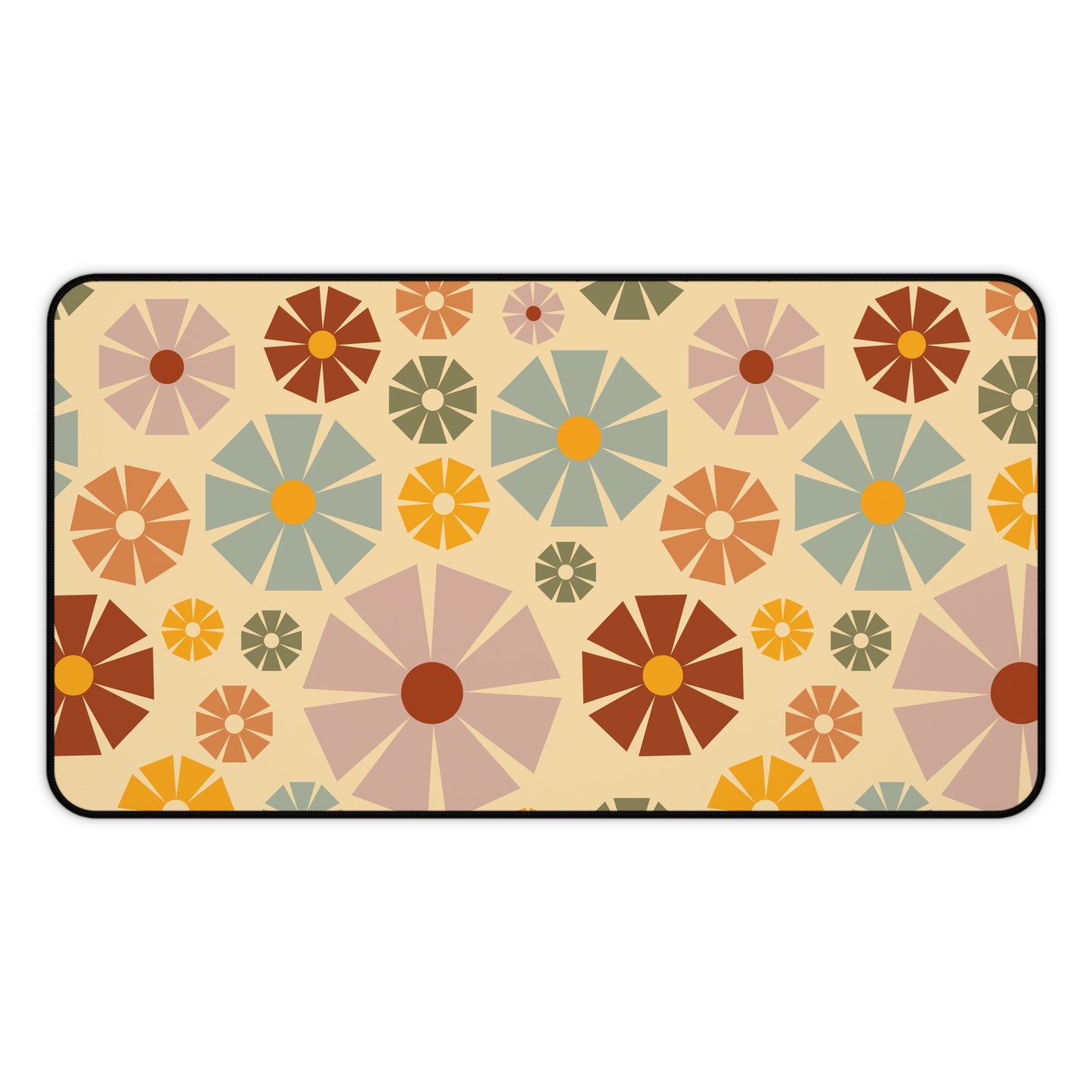 Retro Floral Desk Mat Groovy Hippie Flower Power Office Desk Accessories 60s 70s Vintage Mouse Pad Funky Boho Chic Desk Pad Gift Idea Ladies