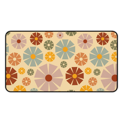 Retro Floral Desk Mat Groovy Hippie Flower Power Office Desk Accessories 60s 70s Vintage Mouse Pad Funky Boho Chic Desk Pad Gift Idea Ladies