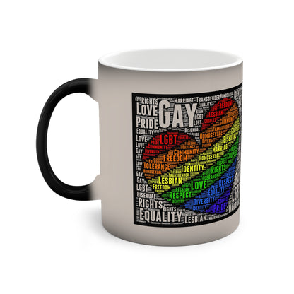 Gay Magic 11oz Coffee Mug, LGBTQ Lesbian Gay Pride Color-Changing Mug, Proud Love Support Gift,Rainbow Heart Cup, Unique Pride Month Present