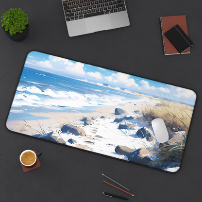 Anime Beach Desk Mat Manga White Sands Office Desk Accessories Lofi Mouse Pad Japanese XL Desk Pad Large Gaming Mousepad Unique Gift Idea