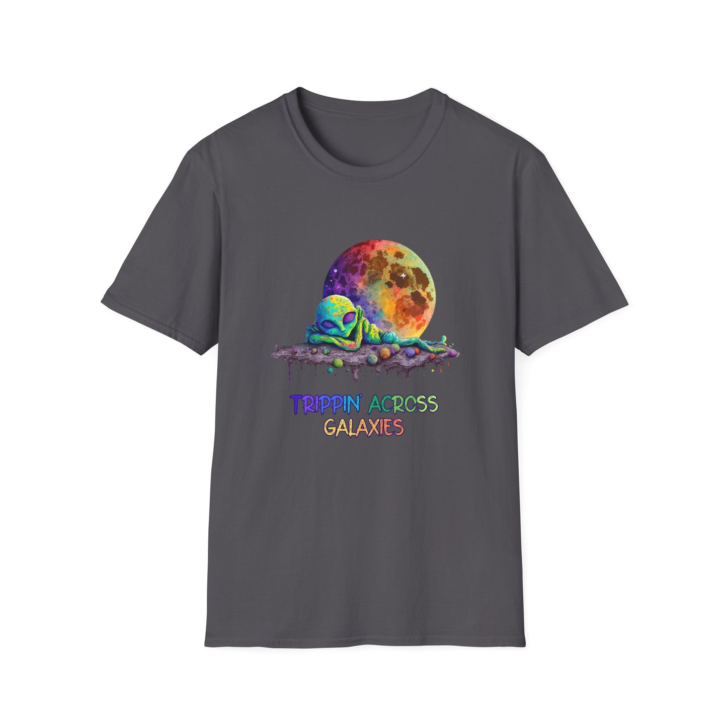 Cute Space Alien T-Shirt Graphic Art Unisex tshirt Funny UFO Lover Tee UAP Shirts Weird Cool Gift Psychedelic Retro Trippin' Across Galaxies