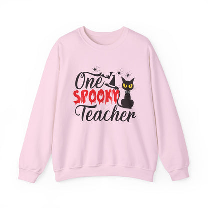 One Spooky Teacher Sweatshirt Cute Spooky Teacher Sweater Retro Teacher Halloween Sweatshirt Black Cat Lover Teacher Sweater Back To School