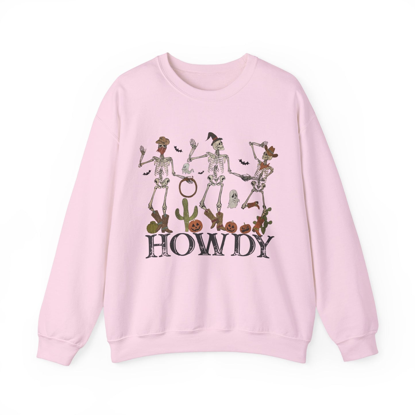 Howdy Cowboy Skeleton Sweatshirt Funny Halloween Sweater Retro Halloween Sweatshirt Western Halloween Party Outfit Rodeo Dancing Skeleton