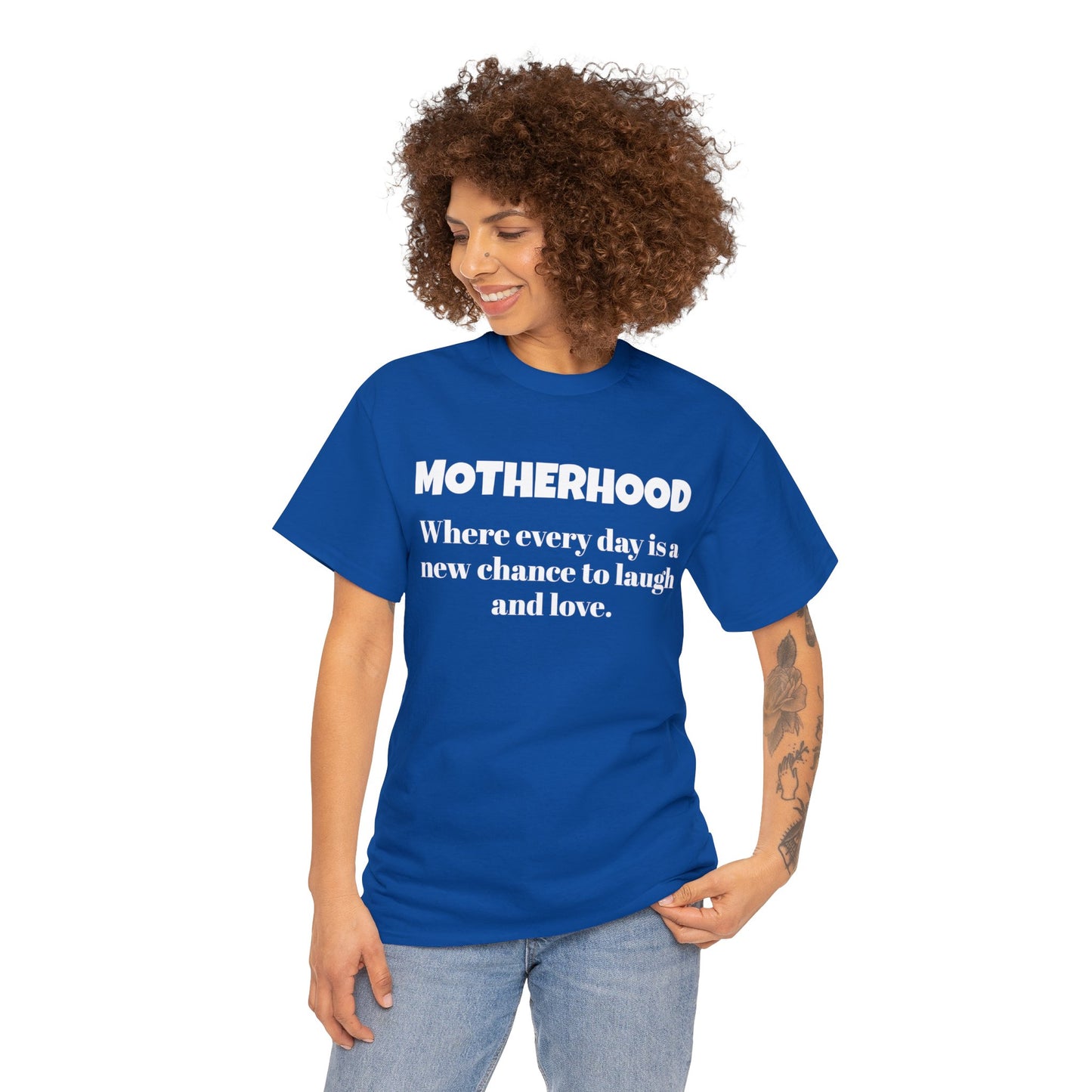 Fun Mom's Unisex Heavy Cotton Tee, "MOTHERHOOD", Mother's Day Gift, T-shirt for Her, Ladies Adult Unique Novelty Present