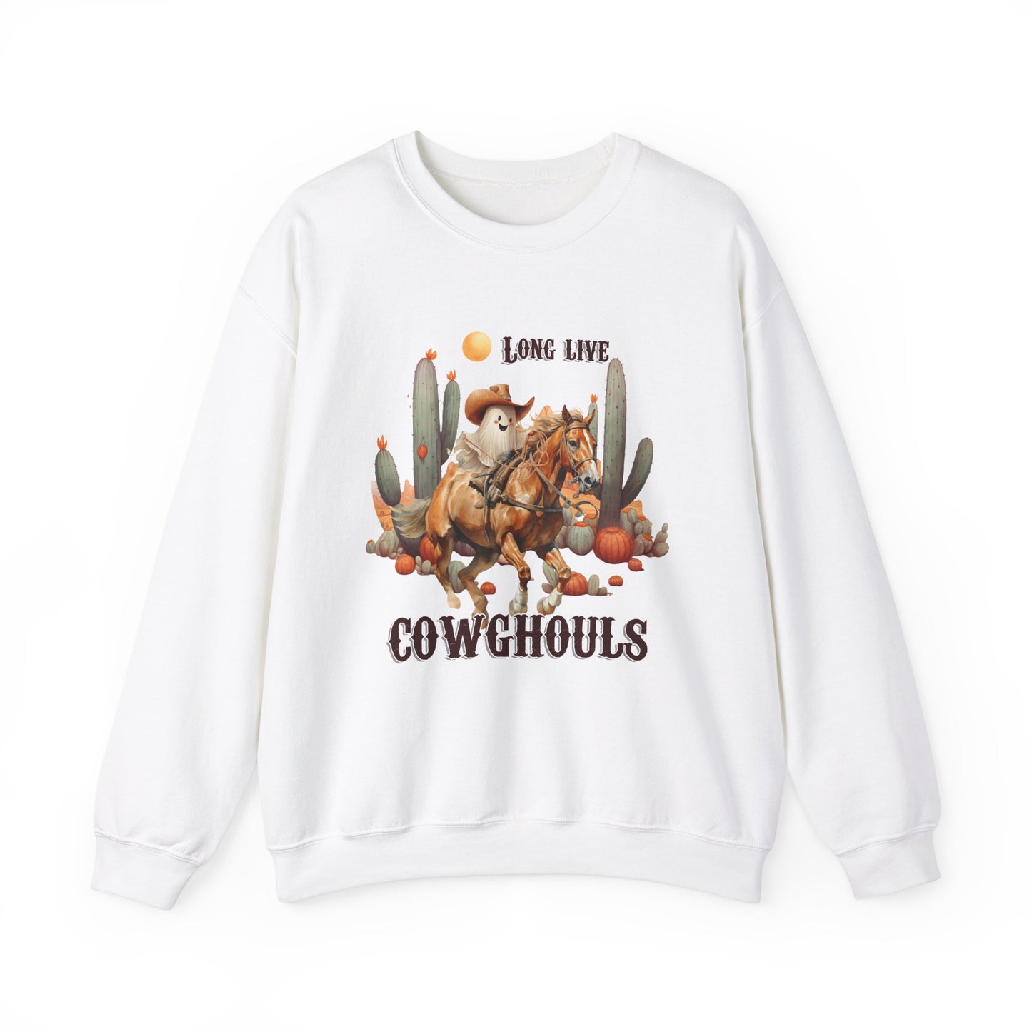 Long Live CowGhouls Sweatshirt Funny Retro Halloween Sweater Vintage Western Halloween Outfit Cowgirl Ghost Sweatshirt Howdy Ghost Crewneck