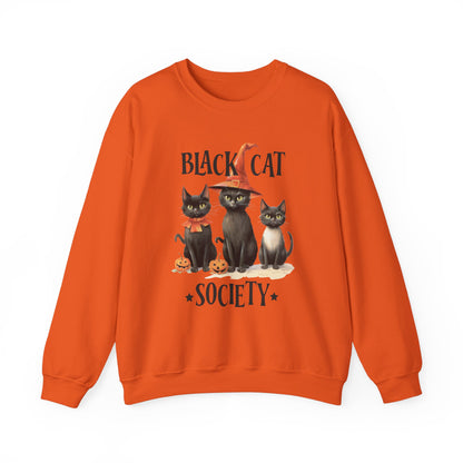 The Black Cat Society Halloween Sweatshirt Vintage Cats 1950s Halloween Sweater Retro Spooky Fall Season Funny Sweater Halloween Cat Lover