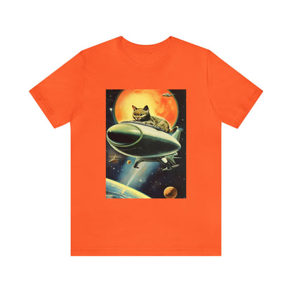 Funny Spaceship Cat UFO Shirts Unique Flying Saucer Weird Cool Gift Galaxy Cat Unisex T-Shirt Retro Vintage Graphic UAP tshirt Cat Lover Tee