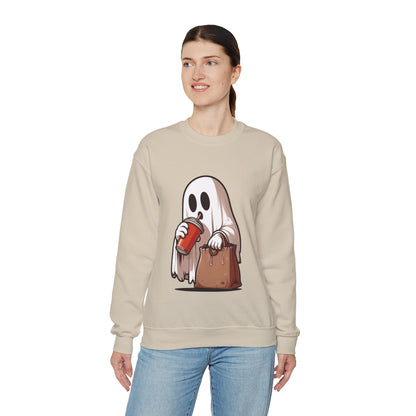 Boujee Spooky Ghost Sweatshirt Boo Jee Coffee Lover Halloween Sweater Cute Bougie Ghost Pullover Sweater Boo-Jee Ghost Spooky Season Gift 2