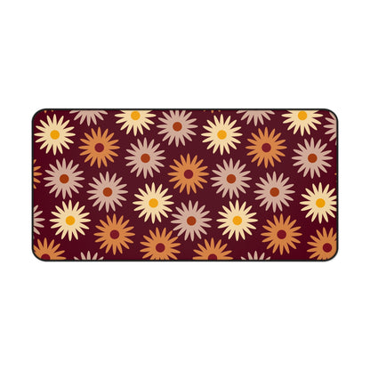 Retro Floral Desk Mat Groovy Boho Chic Office Desk Accessories 60s 70s Hippie Flower Power Mouse Pad Funky Vintage Desk Pad Gift Idea Ladies