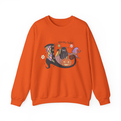 Spooky Babe Halloween Sweatshirt Trendy Halloween Sweater Cute Fall Crewneck Halloween Apparel Witchy Black Cat Sweatshirt Unique Women Gift