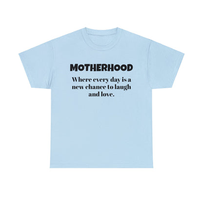 Fun Mom's Unisex Heavy Cotton Tee, "MOTHERHOOD", Mother's Day Gift, T-shirt for Her, Ladies Adult Unique Novelty Present