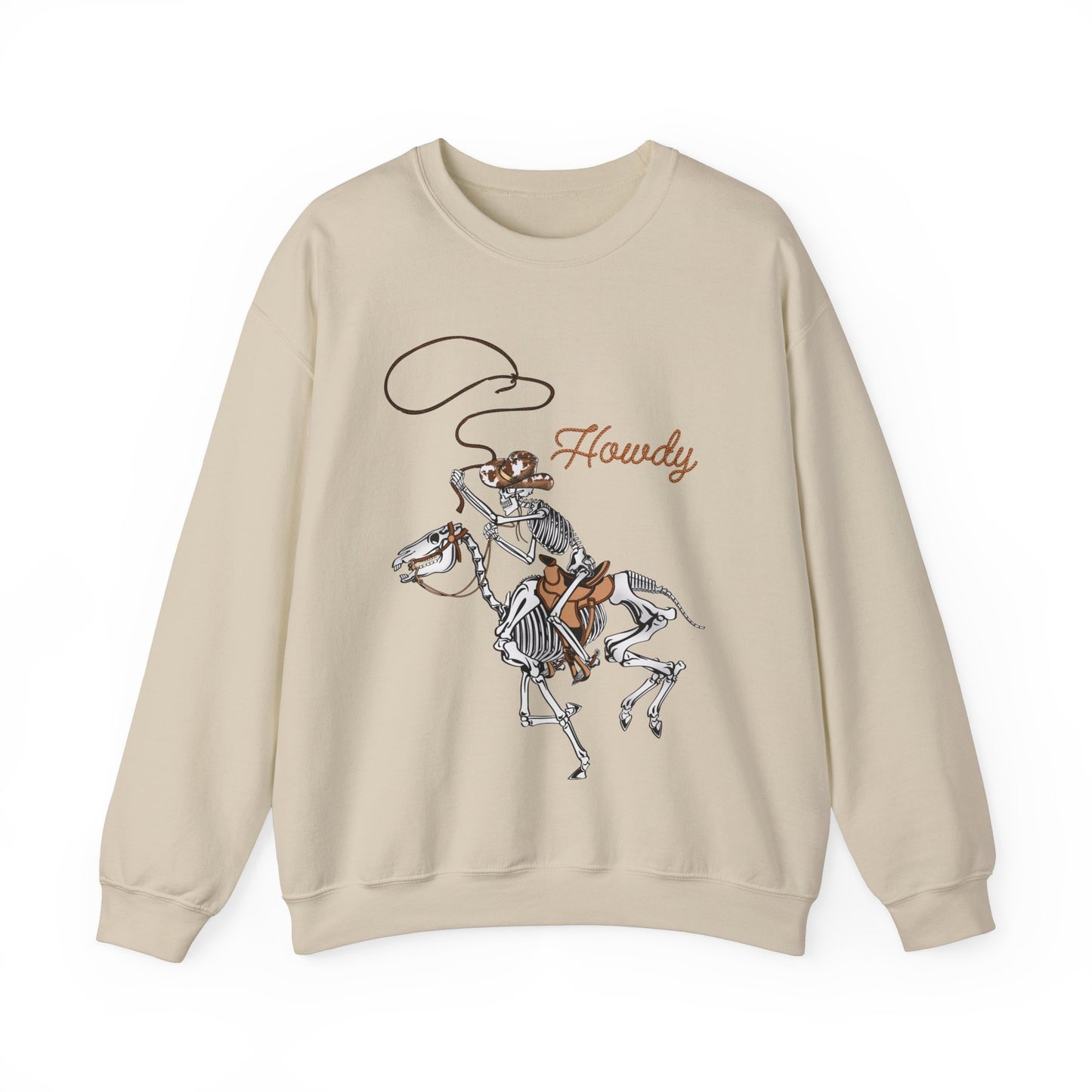 Howdy Halloween Sweatshirt Retro Western Halloween Sweater Skeleton Cowboy Horse Crewneck Halloween Party Sweatshirt Western Cowboy Yee Haw