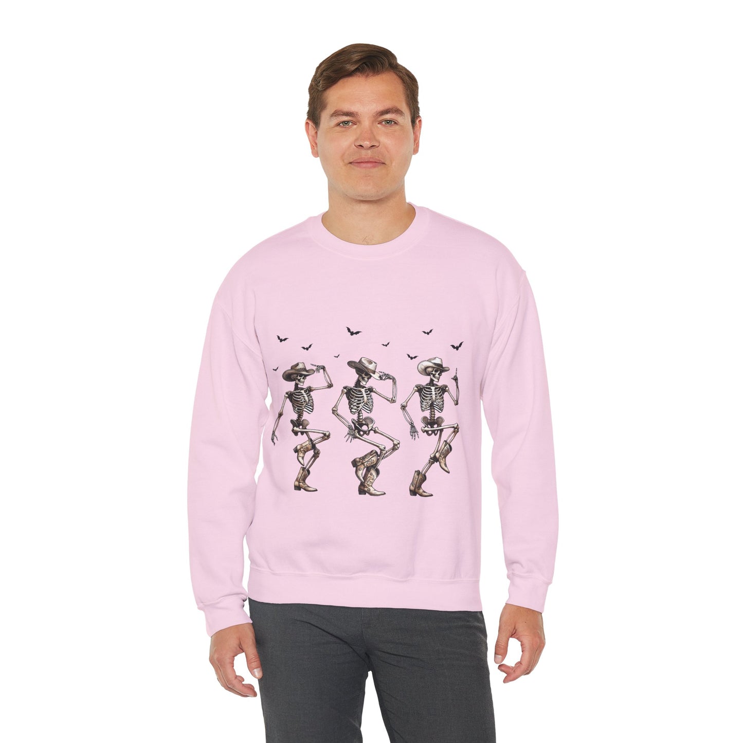 Dancing Skeleton Cowboys Sweatshirt Western Halloween Sweater Line Dancing Skeletons with Boots Cowgirls Pullover Sweater Cowboys Fall Gift