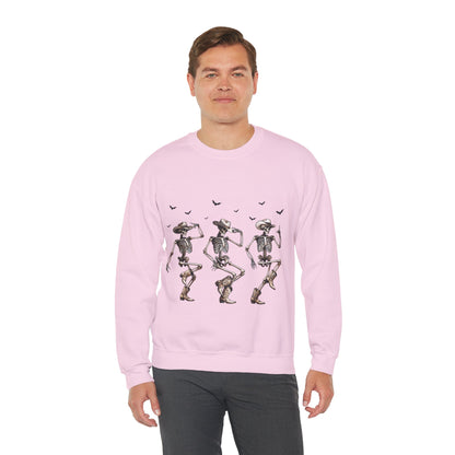 Dancing Skeleton Cowboys Sweatshirt Western Halloween Sweater Line Dancing Skeletons with Boots Cowgirls Pullover Sweater Cowboys Fall Gift