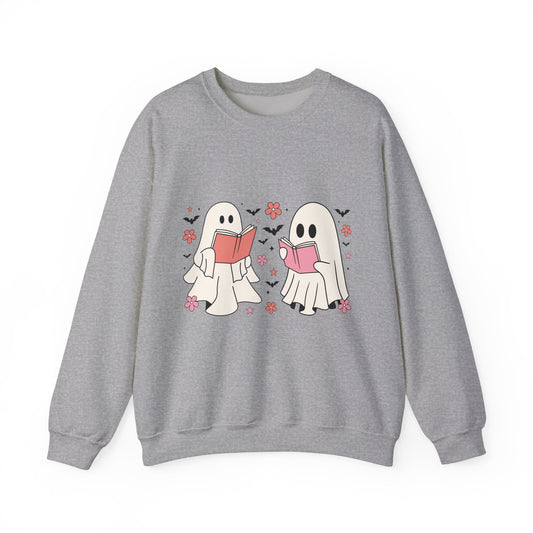 Ghost Reading Books Sweatshirt Cute Spooky Bookish Sweater Bookworm Fall Pullover Ghost Reading Books Sweatshirt Halloween Librarian Gift