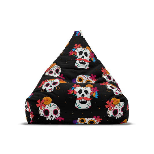 Day of the Dead Bean Bag Chair Cover Mexican Colorful Sugar Skulls Beanbag Dia de los Muertos Teens Dorm Gaming Chair Porch Party Decor Gift