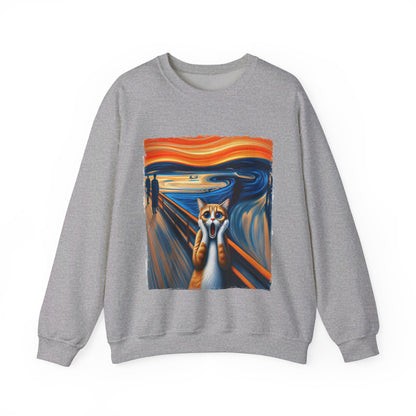 Funny Edvard Munch Cat Sweatshirt Funny The Scream-ing Cat Art Painting Sweater Parody of Edvard Munch Cat Sweater Unique Art Cat Lover Gift