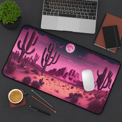 Western Halloween Desk Mat Spooky Office Desk Accessories Pink Desert Mouse Pad Creepy Bats Desk Pad Large Gaming Mousepad XL Unique Gift