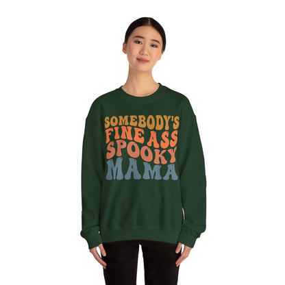 Somebody's Fine Ass Spooky Mama Sweatshirt Funny Halloween Sweater Retro Boho Halloween Mama Sweat Mom Life Apparel Halloween Ghost Mom Gift