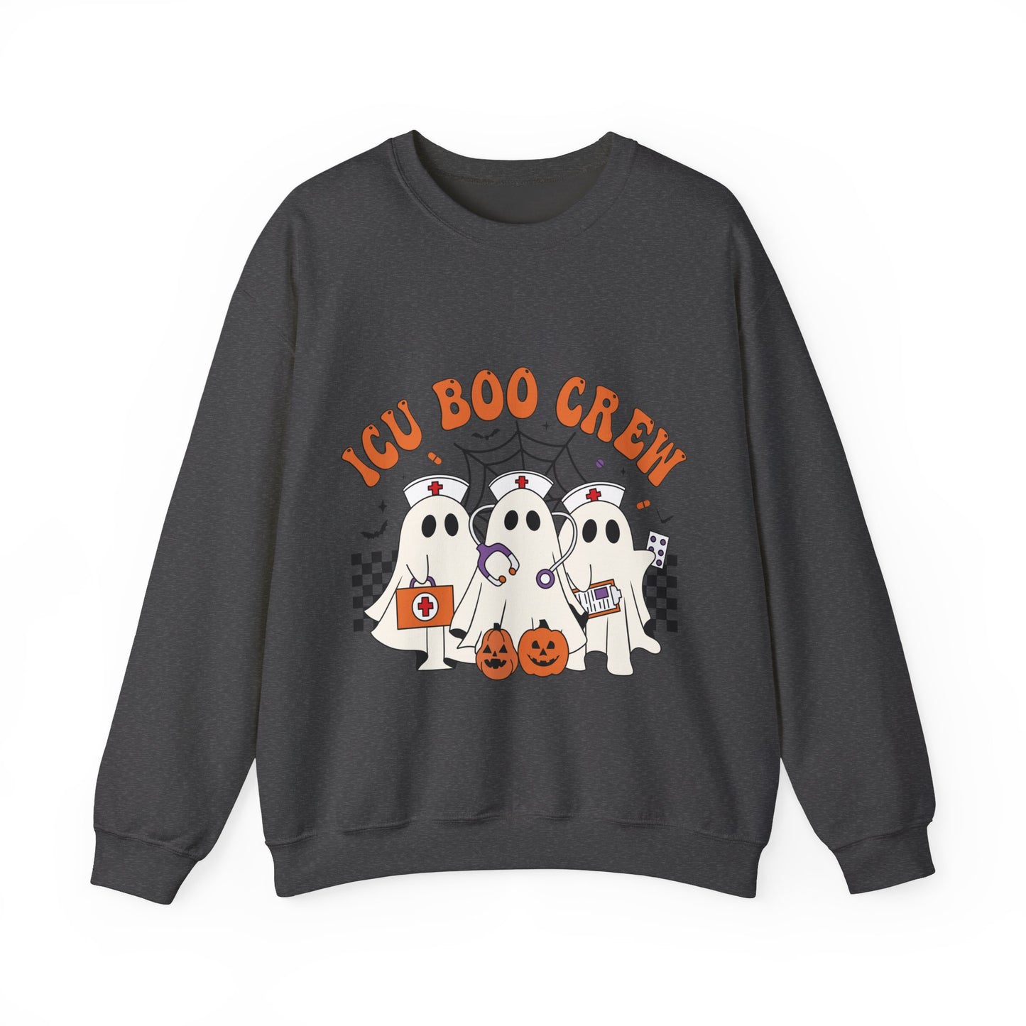 ICU Boo Crew Nurse Sweatshirt Ghost ICU Nurse Halloween Sweatshirt Spooky Season Sweater Boo ICU Nursing Student Gift Nurse Squad Pullover