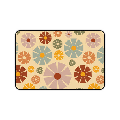 Retro Floral Desk Mat Groovy Hippie Flower Power Office Desk Accessories 60s 70s Vintage Mouse Pad Funky Boho Chic Desk Pad Gift Idea Ladies