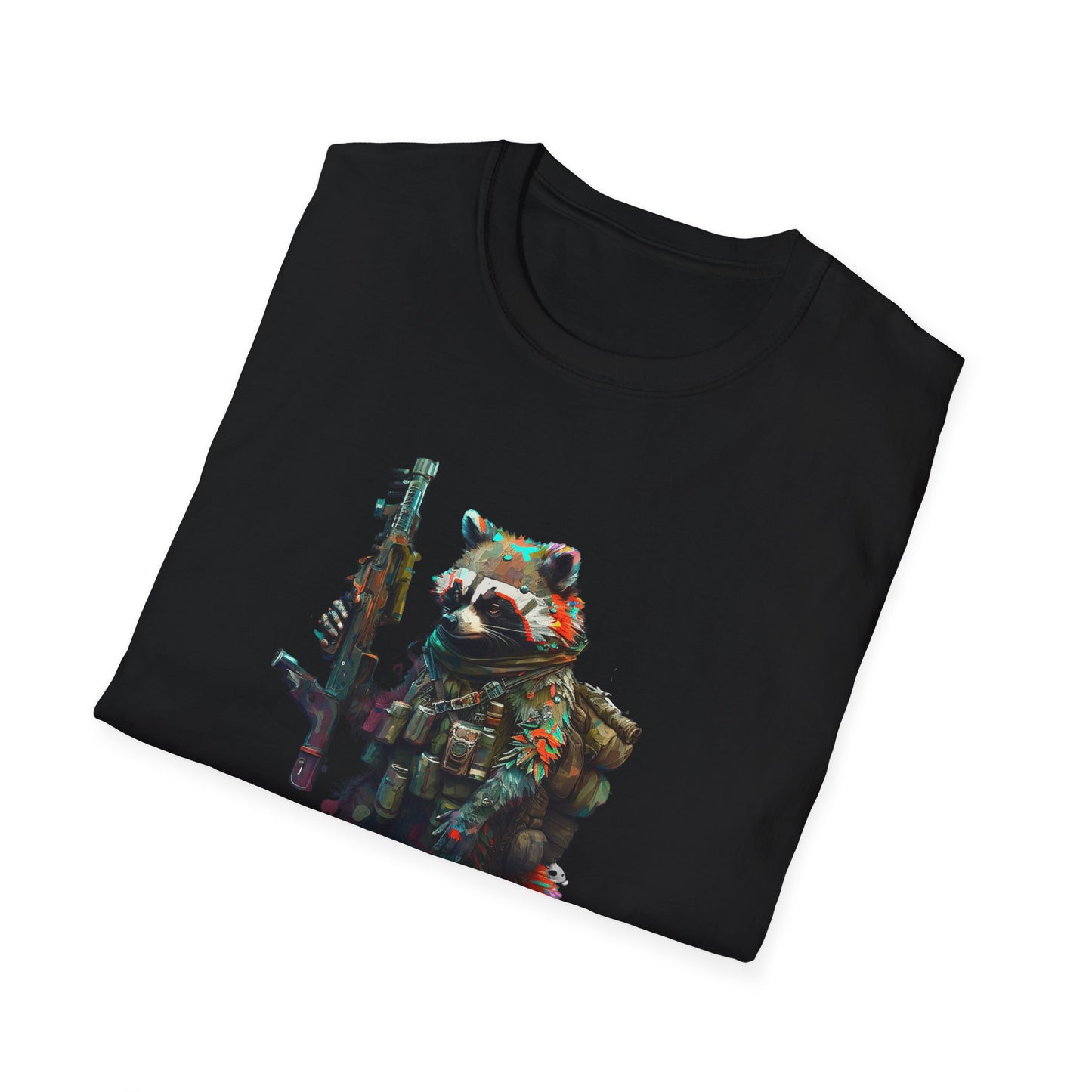 Cyberpunk Space Raccoon T-Shirt Graphic Art Funny Unisex tshirt UFO Lover Tee UAP Shirts Weird Cool Gift Retro Art Science Geek Astro Bandit