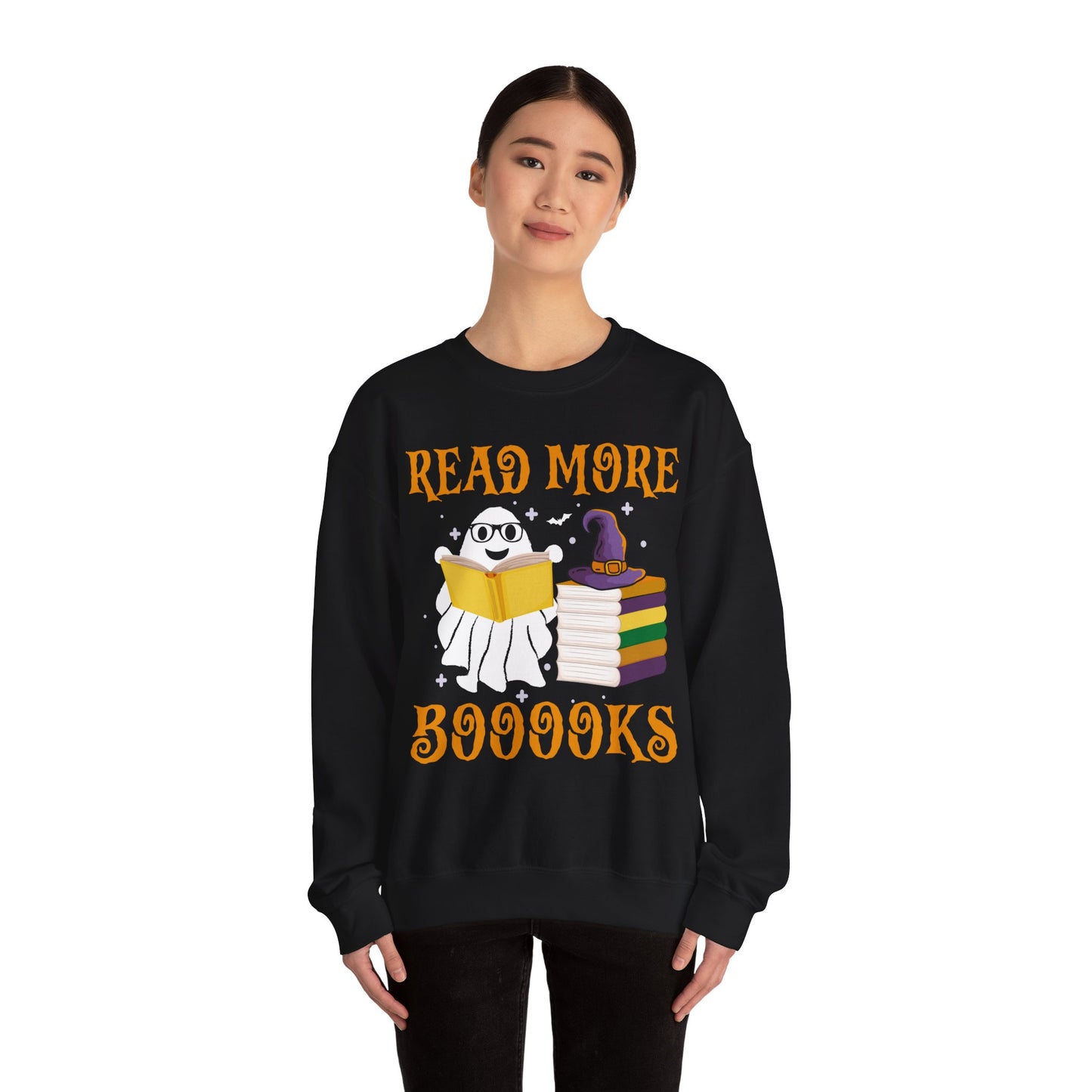 Read More Booooks Sweatshirt Teacher Halloween Sweater Spooky Teacher Sweatshirt Ghost Reading Books Crewneck Bookish Fall Book Lovers Gift