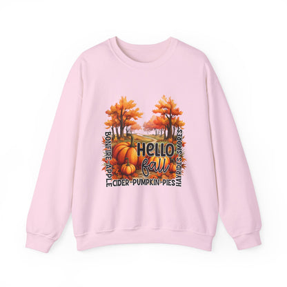 Hello Fall Sweatshirt Fall Words Sweater Hello Fall Crewneck Autumn Season Sweat Fall Graphic Apparel Cute Thanksgiving Sweatshirt Pumpkin