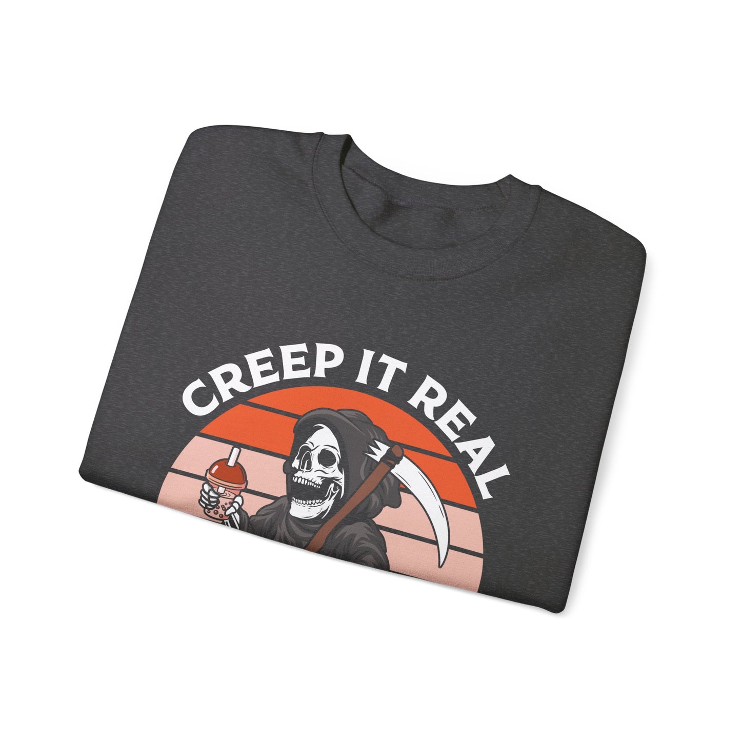 Creep It Real Sweatshirt Funny Halloween Sweatshirt Retro Halloween Costume Grim Reaper Vintage Halloween Sweater Fall Spooky Season Gift